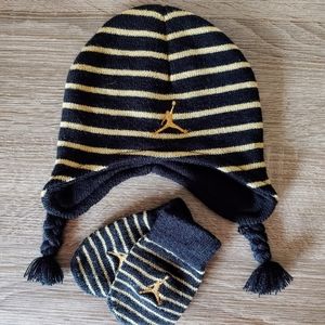 Jordan beanie and mittens
